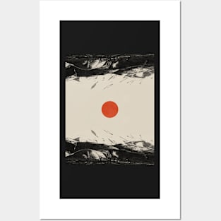 Red moon Minimal landscape 6 Posters and Art